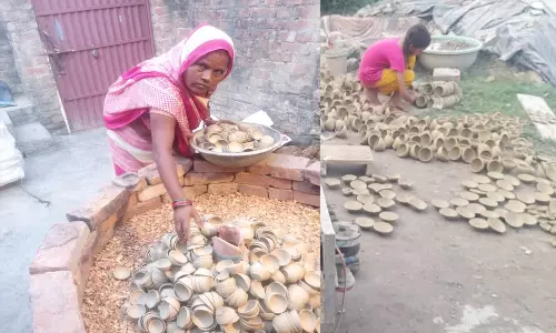 Ayodhya में दीपोत्सव से कुम्हारों की जिंदगी में लौटी रौनक Ayodhya में दीपोत्सव से कुम्हारों की जिंदगी में लौटी रौनक