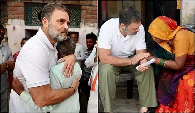 Rahul ने यूपी में मारे गए दलित युवक के परिवार से मुलाकात की Rahul ने यूपी में मारे गए दलित युवक के परिवार से मुलाकात की