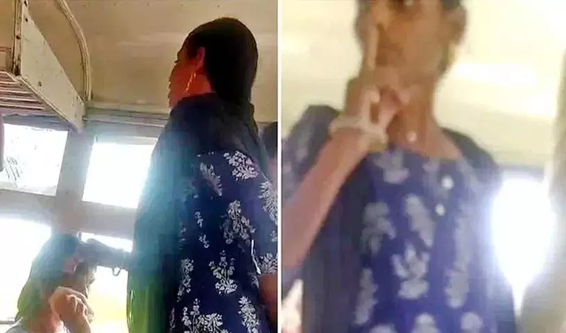 महिला ने RTC बस में हंगामा किया, ड्राइवर से बहस की महिला ने RTC बस में हंगामा किया, ड्राइवर से बहस की