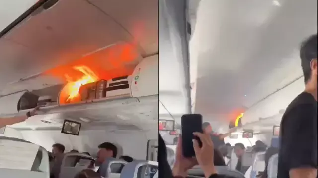विमान में लिथियम बैटरी में आग लगने से हड़कंप, Video Viral विमान में लिथियम बैटरी में आग लगने से हड़कंप, Video Viral
