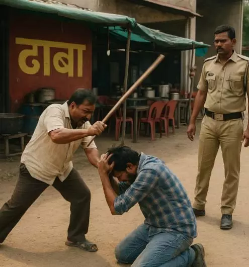 इंसानियत शर्मसार, ढाबा मालिक ने पूर्व कर्मचारी को बेरहमी से पीटा इंसानियत शर्मसार, ढाबा मालिक ने पूर्व कर्मचारी को बेरहमी से पीटा