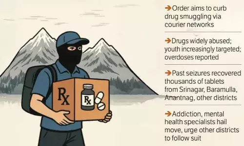 कश्मीर में दवाओं के दुरुपयोग का कूरियर बना नया माध्यम कश्मीर में दवाओं के दुरुपयोग का कूरियर बना नया माध्यम