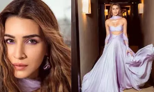 Kriti Sanon ने लाइलैक ड्रेप्स में दिखाया मॉडर्न देवी मूड