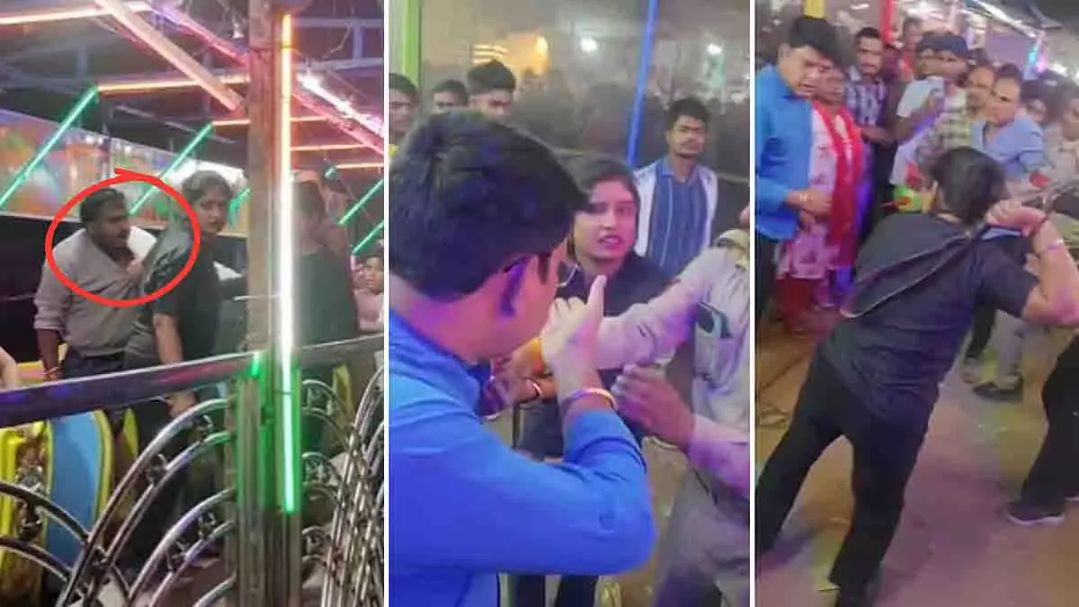 Chhatarpur फनफेयर में महिला बाउंसरों ने पुरुषों को बेल्ट से पीटा Chhatarpur फनफेयर में महिला बाउंसरों ने पुरुषों को बेल्ट से पीटा