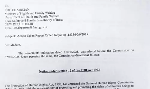 NHRC ने FSSAI को जारी किया नोटिस