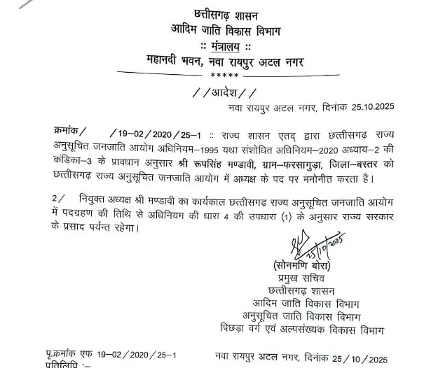रूपसिंह मंडावी बने अजजा आयोग के अध्यक्ष रूपसिंह मंडावी बने अजजा आयोग के अध्यक्ष