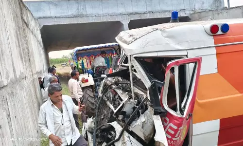एंबुलेंस गिरी पुलिया में, मरीज और ड्राइवर की मौत