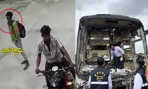 Kurnool दुर्घटना में नया मोड़.. बस की चपेट में आने से पहले बाइक दुर्घटना! Kurnool दुर्घटना में नया मोड़.. बस की चपेट में आने से पहले बाइक दुर्घटना!