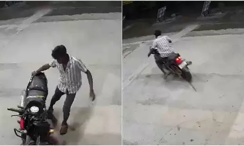 आंध्र: CCTV में बाइक सवार नशे में दिखा, हादसे से पहले के पल कैद आंध्र: CCTV में बाइक सवार नशे में दिखा, हादसे से पहले के पल कैद