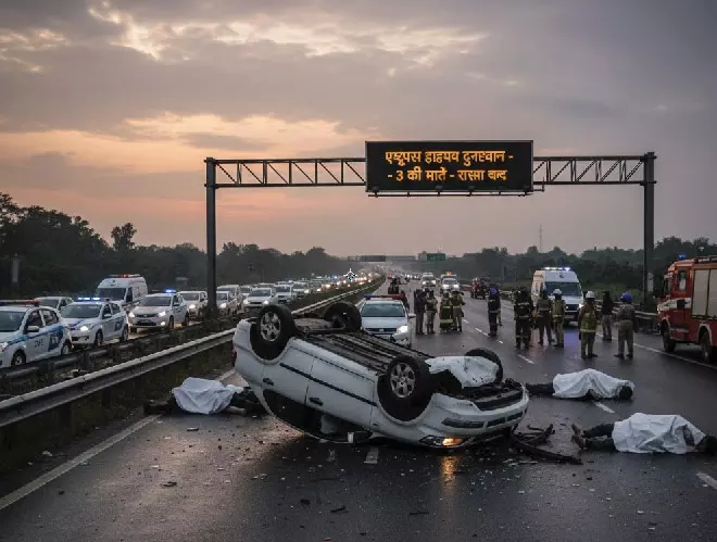 BREAKING: एक्सप्रेस हाईवे पर पलटी कार, तीन की मौत BREAKING: एक्सप्रेस हाईवे पर पलटी कार, तीन की मौत