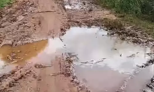 सड़क पर गड्ढा: यातायात में बाधा सड़क पर गड्ढा: यातायात में बाधा