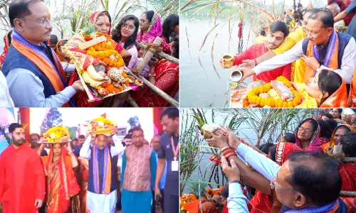 कुनकुरी में छठ महापर्व के समापन में शामिल हुए CM साय