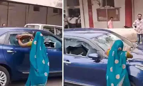 गुस्साई महिला ने कार पर हमला किया, Sagar में भूमि विवाद बना कारण