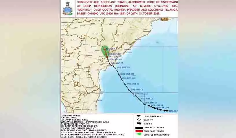 चक्रवात मोन्था उत्तरी Telangana की ओर बढ़ रहा, भारी बारिश और तेज़ हवाओं का अनुमान चक्रवात मोन्था उत्तरी Telangana की ओर बढ़ रहा, भारी बारिश और तेज़ हवाओं का अनुमान