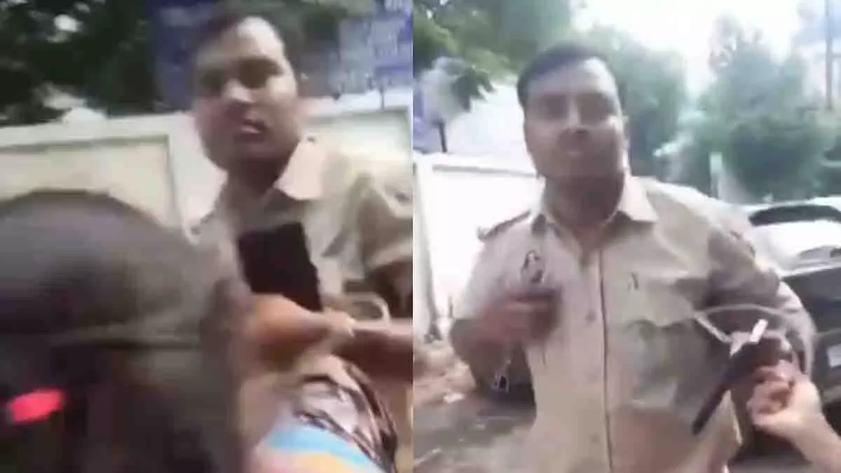 Kanpur में बेटी से छेड़छाड़ के बाद महिला ने कांस्टेबल को कॉलर से घसीटा Kanpur में बेटी से छेड़छाड़ के बाद महिला ने कांस्टेबल को कॉलर से घसीटा