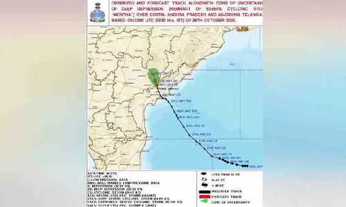 चक्रवात मोन्था उत्तरी Telangana की ओर बढ़ रहा, भारी बारिश और तेज़ हवाओं का अनुमान