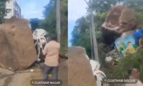 Hyderabad के मलकाजगिरी में भूस्खलन से मकान क्षतिग्रस्त