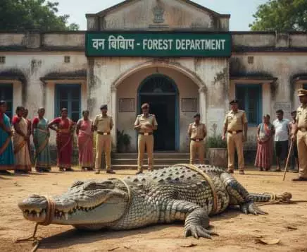वन विभाग की लापरवाही से कॉलोनी में घुसा मगरमच्छ, रेस्क्यू जारी वन विभाग की लापरवाही से कॉलोनी में घुसा मगरमच्छ, रेस्क्यू जारी