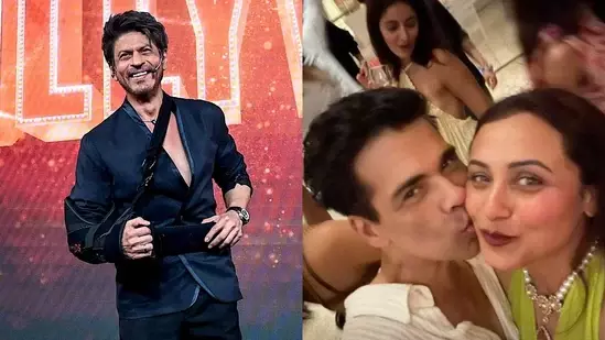Shah Rukh Khans की 60वीं जन्मदिन पार्टी: करण जौहर, रानी मुखर्जी ने साथ में पोज दिए