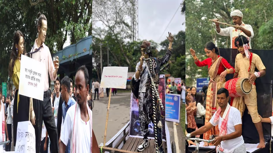 गुवाहाटी विश्वविद्यालय युवा महोत्सव 2025 सांस्कृतिक रैली और संगीतमय श्रद्धांजलि के साथ शुरू हुआ