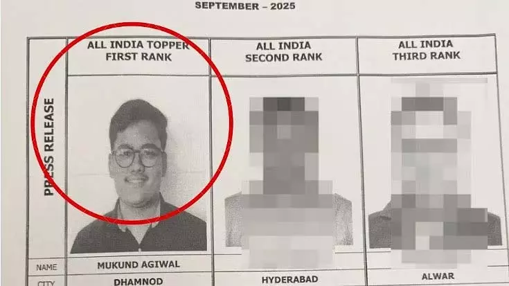 MP : धार के मुकुंद अगिवाल ने भारत के CA एग्जाम में टॉप किया MP : धार के मुकुंद अगिवाल ने भारत के CA एग्जाम में टॉप किया