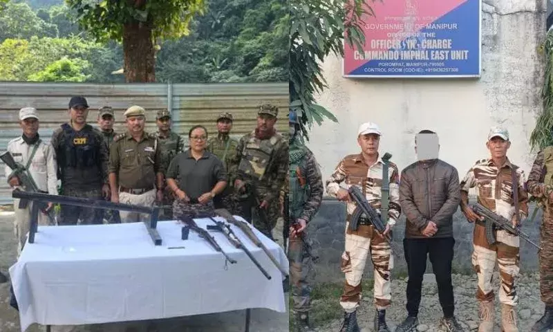 Manipur पुलिस ने संयुक्त अभियान में यूपीपीके कैडर को गिरफ्तार किया, हथियार बरामद Manipur पुलिस ने संयुक्त अभियान में यूपीपीके कैडर को गिरफ्तार किया, हथियार बरामद