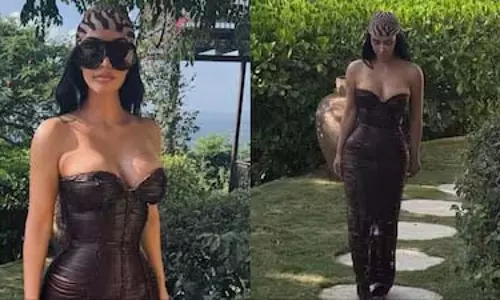 Kim Kardashian का चॉकलेट ब्राउन लुक, केंडल जेनर की बर्थडे पार्टी में बनीं सभी की नज़रें