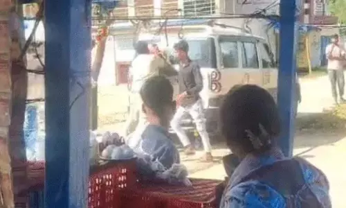 आबकारी SI ने चना-बादाम बेचने वाले को सड़क पर पटका, देखें VIDEO...