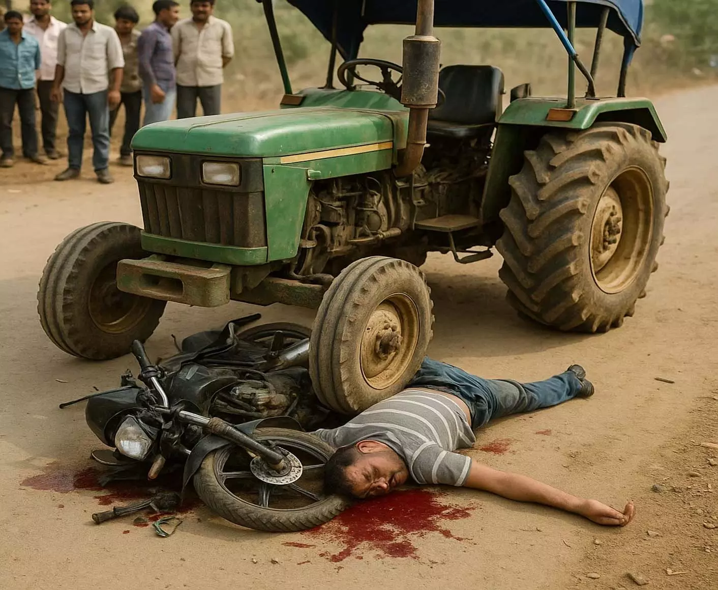 तेज रफ्तार ट्रैक्टर ने बाइक सवार को कुचला, मौके पर मौत तेज रफ्तार ट्रैक्टर ने बाइक सवार को कुचला, मौके पर मौत