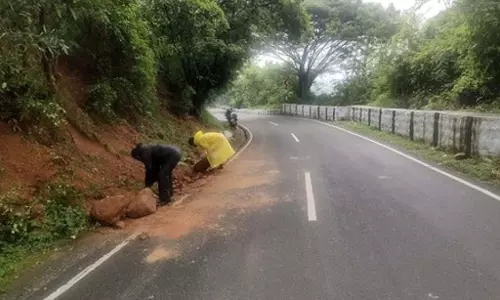 Tamil Nadu : येलागिरी पहाड़ियों में भारी बारिश के कारण चट्टानें गिर गई Tamil Nadu : येलागिरी पहाड़ियों में भारी बारिश के कारण चट्टानें गिर गई