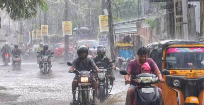दक्षिणी Tamil Nadu में भारी बारिश की चेतावनी, कन्याकुमारी और तेनकासी में बारिश दक्षिणी Tamil Nadu में भारी बारिश की चेतावनी, कन्याकुमारी और तेनकासी में बारिश