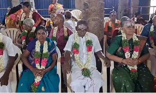 Tamil Nadu : नेल्लैयाप्पार मंदिर में दंपति की 70वीं वर्षगांठ मनाई गई