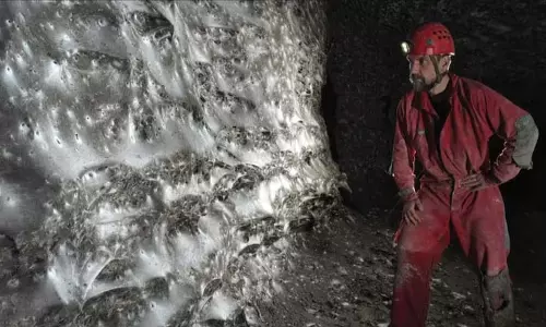 दुनिया के सबसे बड़े मकड़ी के जाल वाली गुफा के अंदर