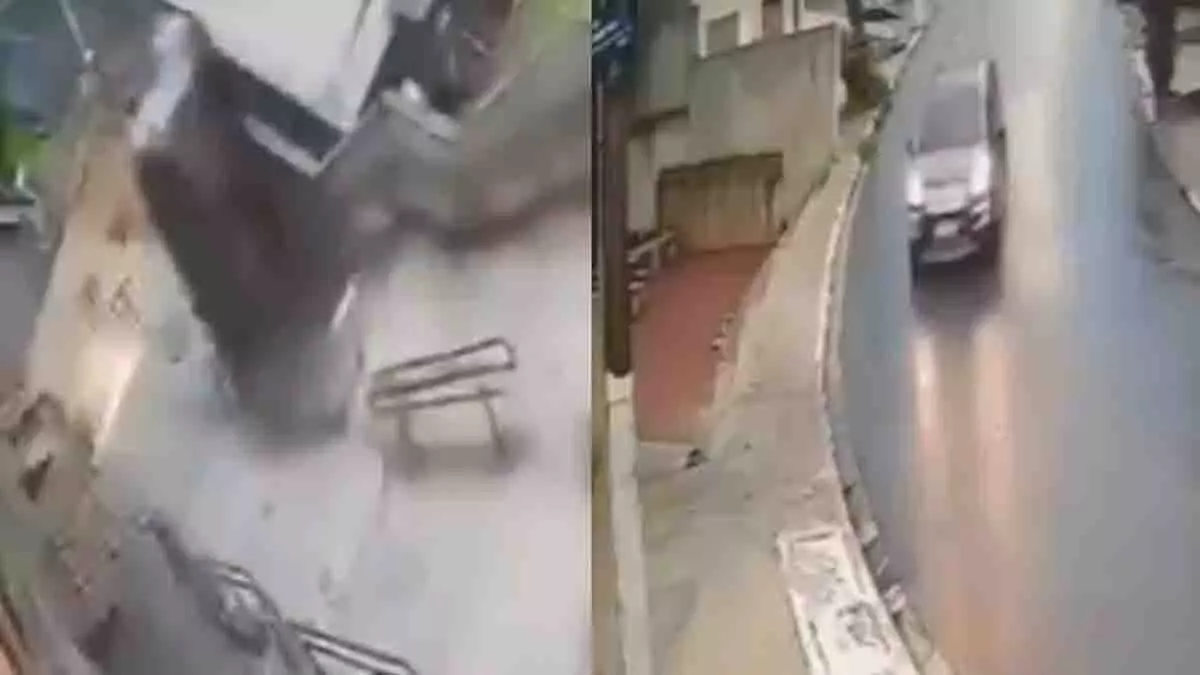 Brazil में अनियंत्रित एसयूवी हवा में उछली, विशाल सीढ़ी से नीचे गिरी Brazil में अनियंत्रित एसयूवी हवा में उछली, विशाल सीढ़ी से नीचे गिरी