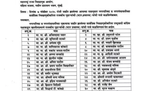 महाराष्ट्र नगर निकाय चुनाव: राकांपा ने जारी की 40 स्टार प्रचारकों की सूची, अजीत पवार का नाम सबसे ऊपर महाराष्ट्र नगर निकाय चुनाव: राकांपा ने जारी की 40 स्टार प्रचारकों की सूची, अजीत पवार का नाम सबसे ऊपर
