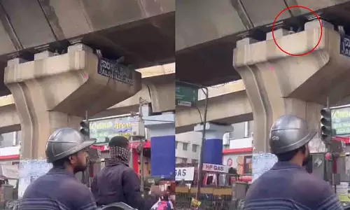 Bengaluru में फ्लाईओवर के खंभे में शख्स का ठिकाना बना बिस्तर Bengaluru में फ्लाईओवर के खंभे में शख्स का ठिकाना बना बिस्तर
