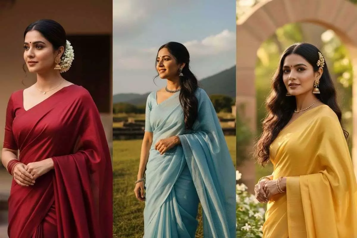Plain Saree Styling Tips: प्लेन साड़ी से पाएं शानदार लुक Plain Saree Styling Tips: प्लेन साड़ी से पाएं शानदार लुक