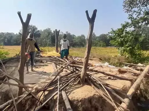 किसान की झोपड़ी को हाथियों ने किया तहस-नहस, इलाके में डर का माहौल किसान की झोपड़ी को हाथियों ने किया तहस-नहस, इलाके में डर का माहौल