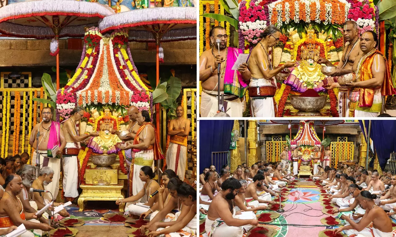 ब्रह्मोत्सव से पहले तिरुचनूर मंदिर में लक्षा कुमकुमारचन का प्रदर्शन किया गया