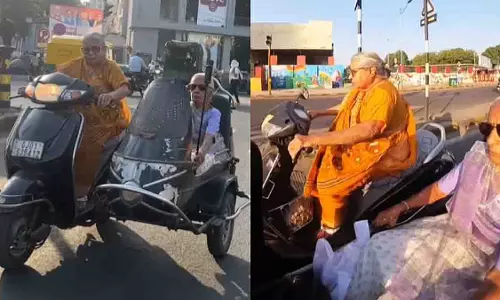 Ahmedabad की 80 वर्षीय बहनें बाइक राइड के साथ वायरल Ahmedabad की 80 वर्षीय बहनें बाइक राइड के साथ वायरल
