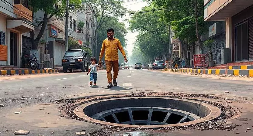 Thane : खुले सीवर चैंबर में 20 फीट नीचे गिरने से 2 साल का बच्चा घायल Thane : खुले सीवर चैंबर में 20 फीट नीचे गिरने से 2 साल का बच्चा घायल