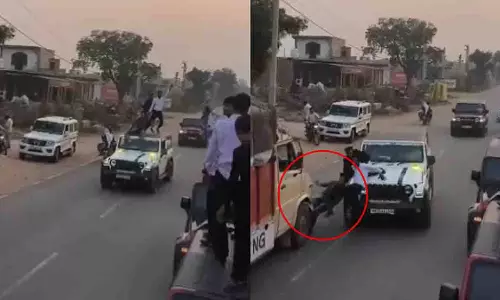 Haryana में स्टंट करते युवक ट्रक से टकराने से बचे
