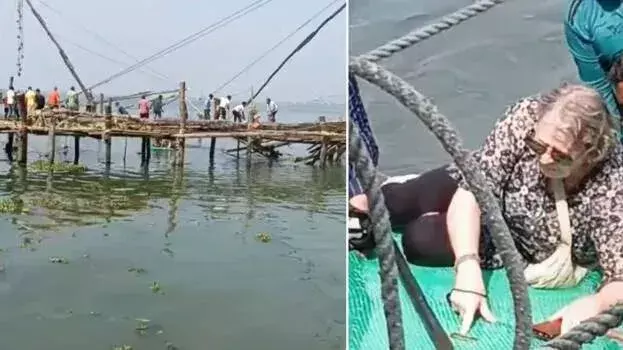 Kochi में चीनी मछली पकड़ने का जाल टूटने से सात विदेशी नदी में गिर गए Kochi में चीनी मछली पकड़ने का जाल टूटने से सात विदेशी नदी में गिर गए