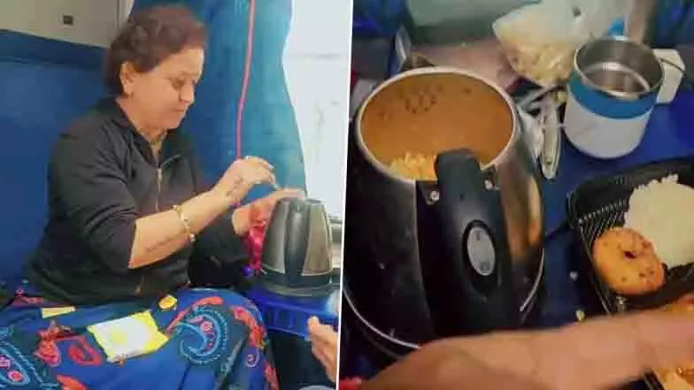 रेलवे ने आग का खतरा बताया, AC कोच में मैगी बनाने वाली महिला हुई चर्चा में रेलवे ने आग का खतरा बताया, AC कोच में मैगी बनाने वाली महिला हुई चर्चा में