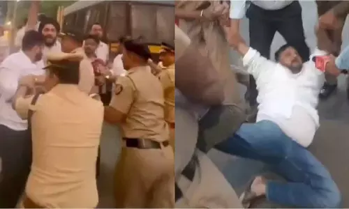 Mumbai यूथ कांग्रेस ने अमित साटम के ऑफिस के बाहर प्रोटेस्ट किया