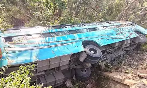 बस पलटने से 8 यात्री घायल, ड्राइवर की लापरवाही से हादसा बस पलटने से 8 यात्री घायल, ड्राइवर की लापरवाही से हादसा