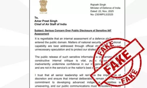 सावधान! फर्जी वायरल हो रहा रक्षा मंत्री राजनाथ सिंह का पत्र, पीआईबी ने किया फैक्ट चेक सावधान! फर्जी वायरल हो रहा रक्षा मंत्री राजनाथ सिंह का पत्र, पीआईबी ने किया फैक्ट चेक