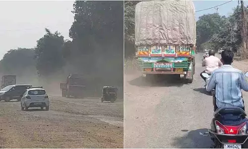 भिवंडी-वाडा रोड पर धूल और गड्ढे, एयर क्वालिटी ‘बहुत खराब’ लेवल पर भिवंडी-वाडा रोड पर धूल और गड्ढे, एयर क्वालिटी ‘बहुत खराब’ लेवल पर