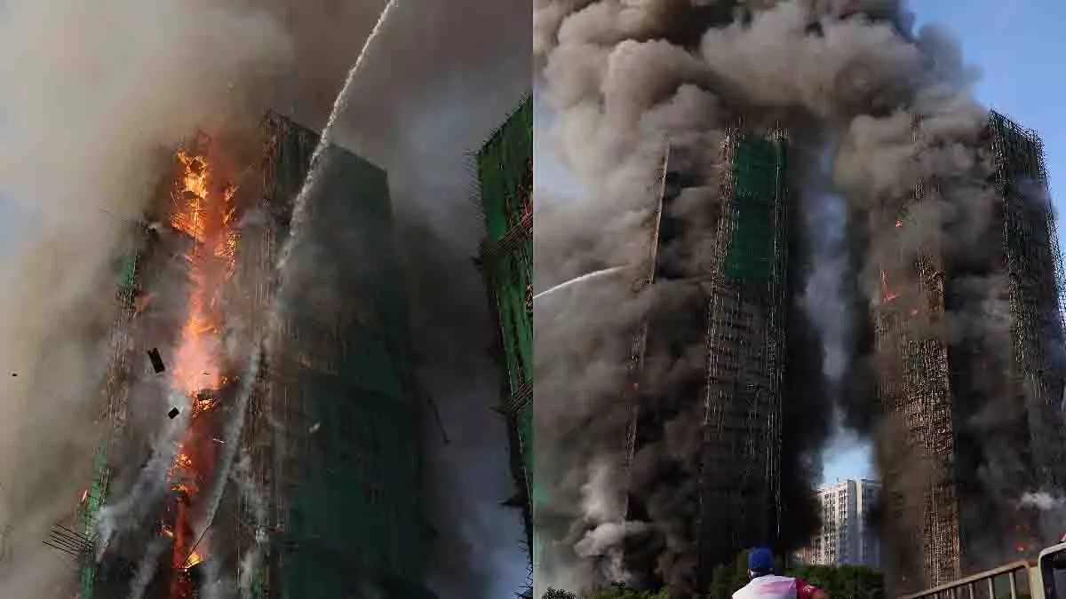 Hong Kong में भीषण आग : 35 मंजिला इमारतों में लगी आग Hong Kong में भीषण आग : 35 मंजिला इमारतों में लगी आग