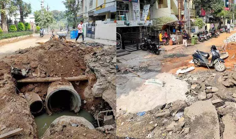 Jubilee Hills कॉलोनियों में सड़क और अंडरग्राउंड ड्रेनेज के काम से रोज़मर्रा की ज़िंदगी में रुकावट Jubilee Hills कॉलोनियों में सड़क और अंडरग्राउंड ड्रेनेज के काम से रोज़मर्रा की ज़िंदगी में रुकावट